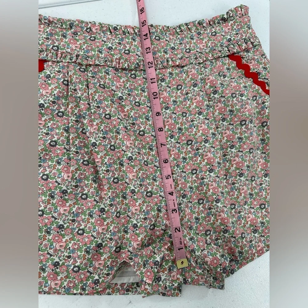 English Factory Micro Floral Ruffle Waist Shorts Red Trim Cottagecore Size Large